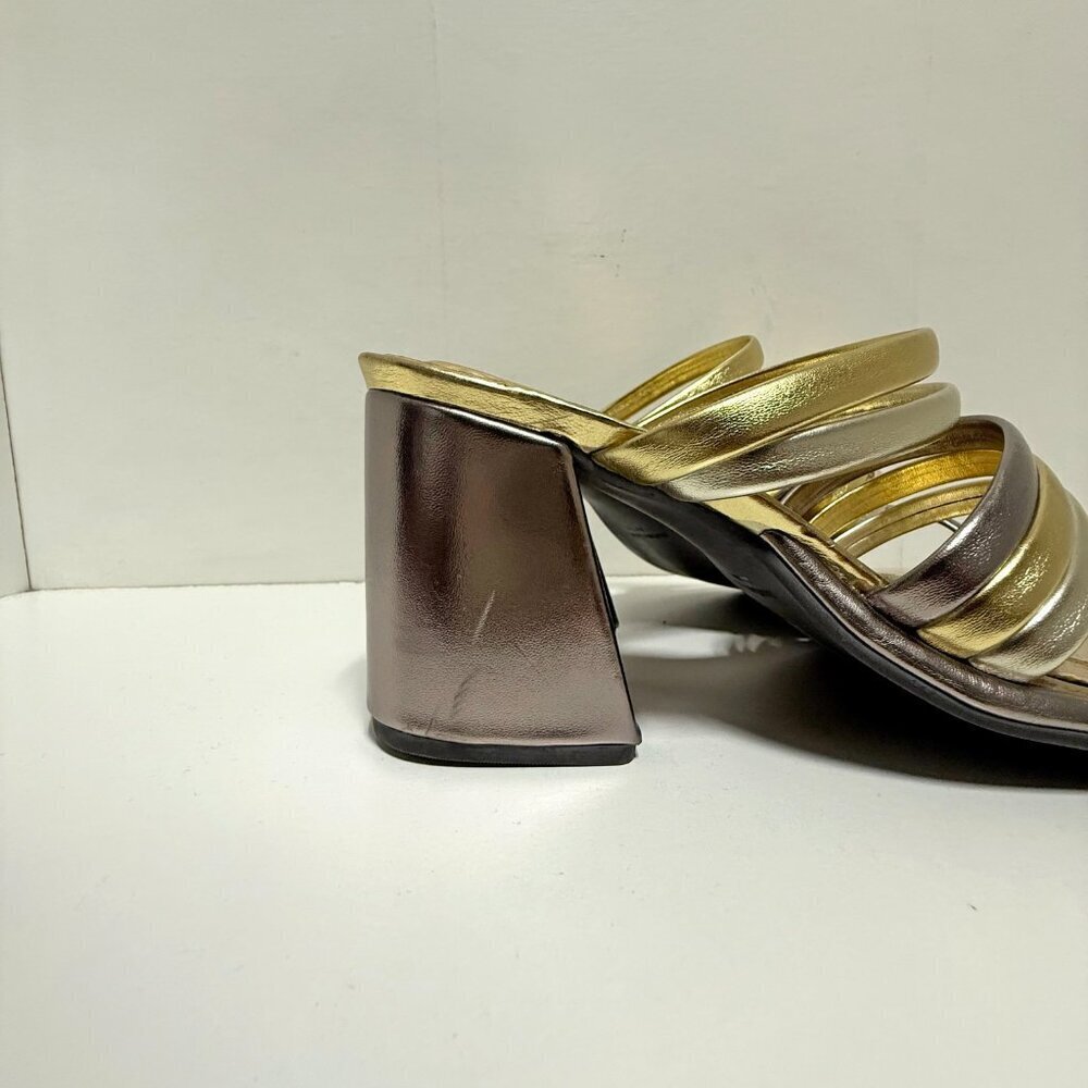 FARM Rio Sandal Block Heel Slide Gold - Picture 6 of 11